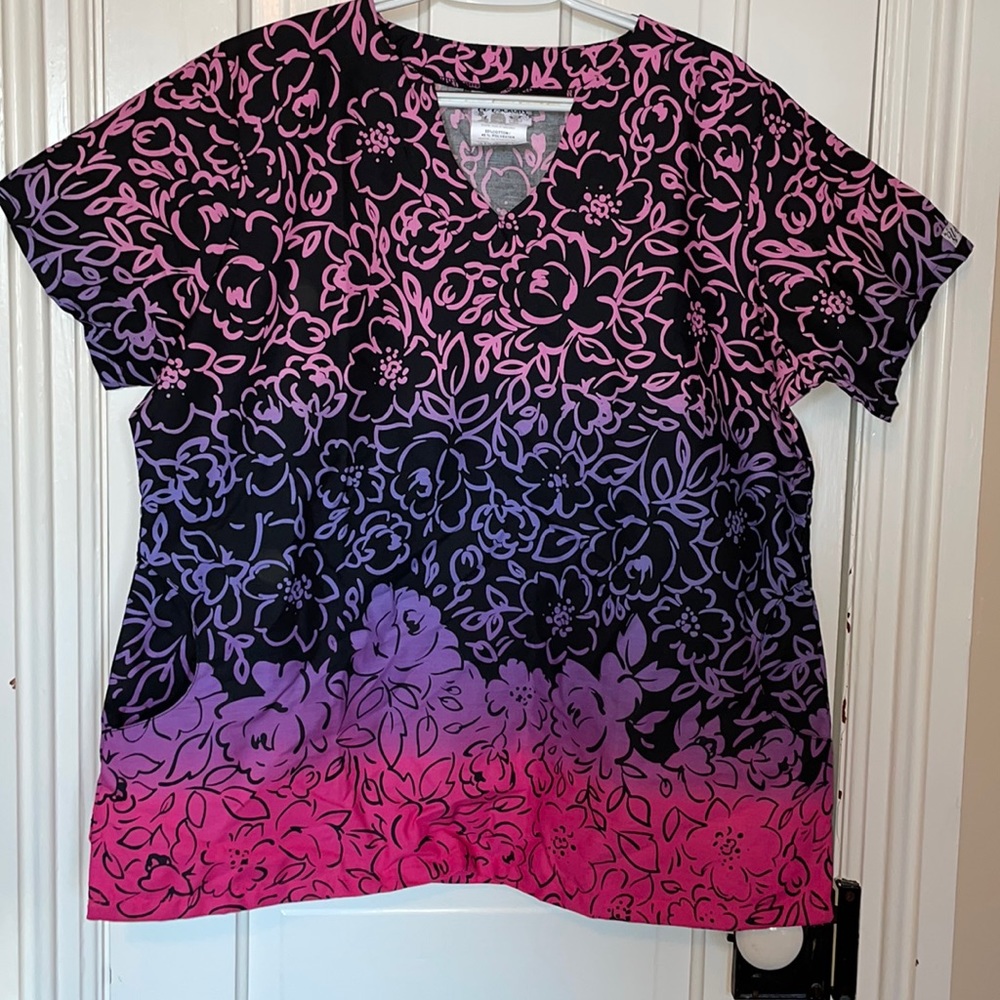 NWOT UA Scrubs pink, purple, & black XL Scrub top
